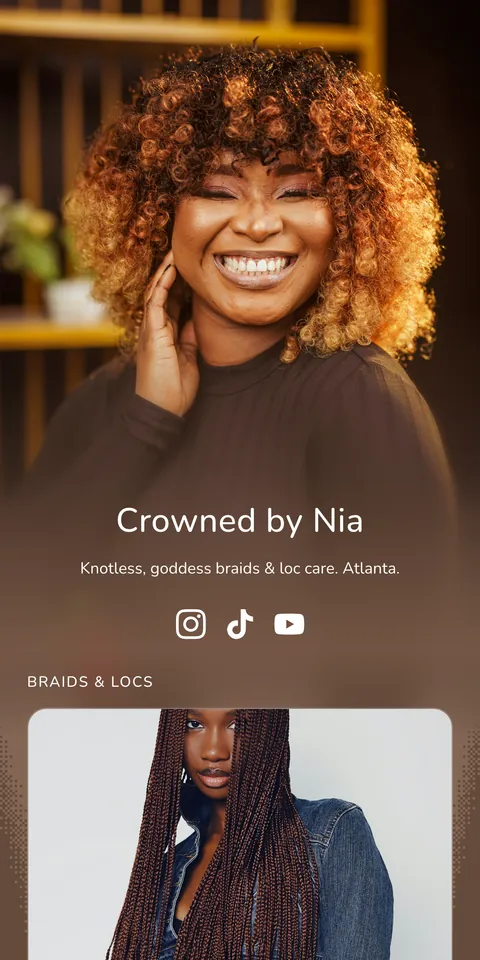 Crowned by Nia booking page