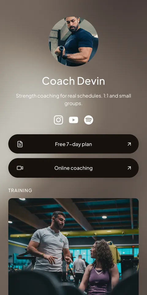 Coach Devin booking page